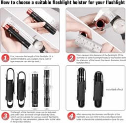 Holster, Molle Tactische Torch Cover Case Nylon Verstelbare LED Torch Pouch Geschikt voor 5" tot 7" Zaklamp voor Outdoor Camping Wandelen Jagen — thumbnail 3
