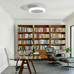MIVRAY Plafondventilator Met Verlichting En Afstandsbediening - 46 Cm - Bladvrij - ABS - Wit - Dimbare Led En Omkeerfunctie — thumbnail 1