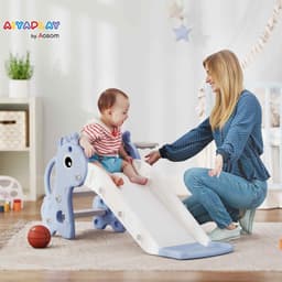 Kinderrutsche, 3 in 1, Kleinkinderrutsche mit Basketballkorb, Rutsche mit Basketball für Kinder 1 bis 3 Jahre, Indoor, Blau 106 x 51,5 x 52 cm — thumbnail 3
