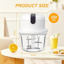 Mini Hakmolen - Elektrische Keuken - Ingrediënten Snijden - Draadloos Opladen - 350 ml - Wit — thumbnail 4