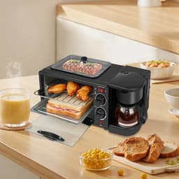 Joorly Magnetron - 3-in-1 Multifunctioneel - Mini Oven 9L - Koffiezetapparaat - 600 ml Koffiekan – Broodrooster – Compact Keukenapparaat – Zwart — thumbnail 3