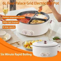 Elektrische Stoofpot - Multicooker 4 Vaks - Gelijk Koken - Dubbele Temperatuurzones - 6 Liter Capaciteit - Roestvrij Staal — thumbnail 5