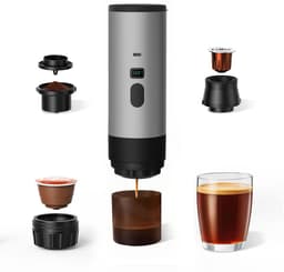 Draagbare Koffiemachine /Coffee maker voor camping, op reis of onderweg - Oplaadbaar - Zwart — thumbnail 3