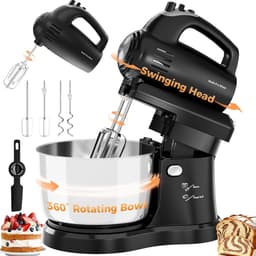 Keukenmixer met Kantelbare Kop - Standmixer Tafelmixer - Bakken en Mixen - 360 Graden Draaibare Kom - 3.2 Liter - Zwart — thumbnail 1