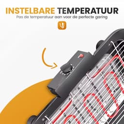 Elektrische grill – 2000W Tafelgrill met Thermostaat & Uitneembare Onderdelen – Draagbaar voor Buiten, Balkon & Tuin – Zwart — thumbnail 5
