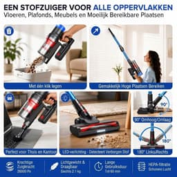 VALI® Steelstofzuiger Draadloos - Draadloze Stofzuiger - Steelstofzuigers Snoerloos - Blauw/Grijs - 25cm x 22cm x 115cm — thumbnail 4