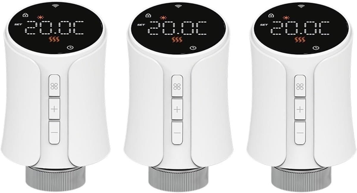Slimme Thermostaatkop - Radiatorregelaar - Energie Besparen - Raamopening Detectie - 3 stuks - Wit — afbeelding 1