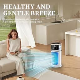 Mini-airconditioning, torenventilator, stille USB-ventilator met 9 snelheden en lcd-display, ruimtebesparende koeling voor slaapkamer, kantoor, kleine ruimtes, mobiele tafelventilator — thumbnail 5