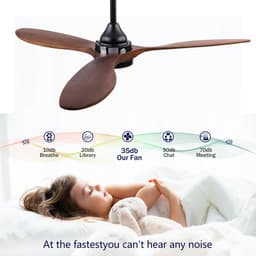 MODENUIT Plafondventilator – 132 cm – Met Verlichting en Afstandsbediening – Hout en Metaal – Zwart — thumbnail 5