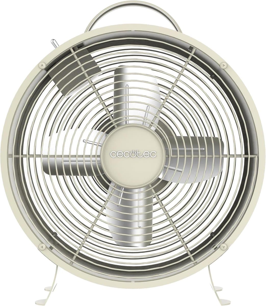 Tafelventilator 20,3 cm Retro met 2 Snelheden – 25W – Stabiele Basis – Beige — afbeelding 1