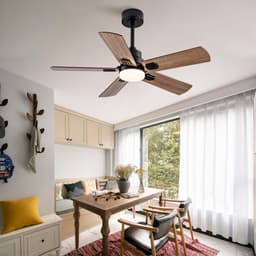 Zwarte 42 inch plafondventilator - met licht en afstandsbediening - dimbaar - 5 bladen - geschikt voor terras en patio - ook voor slaapkamer en woonkamer — thumbnail 4