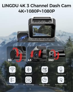 SnelShoppen - V630 Dashcam 4K + 1080p + 1080p, Mini Auto Camera met 2.4 Inch IPS, GPS, 24 Uur Parkeerbescherming, Ultra Nachtzicht en 170° Hoek — thumbnail 5