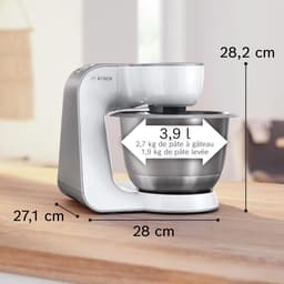 SnelShoppen - Keukenmachine 4 MUM58200, Kneedhaak, Roer- en Garde, Roestvrij Staal, 3D Roersysteem, 3,9L Kom, Wit/Zilver, Ideaal voor Bakken en Koken — thumbnail 2