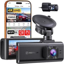 SnelShoppen - 4K Dual Dash Cam, STARVIS 2 IMX678, 8 MP, 5 GHz WiFi, GPS, Stembediening, WDR, HDR Nachtzicht, 24U Parkeerstand, Geen SD-kaart — thumbnail 1