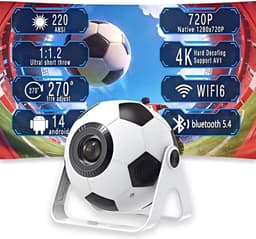 SnelShoppen - 2026 Mini Projector 4K/1080P, Draagbare Projector met 220 ANSI Lumens, Automatische Verticale Keystone Correctie, Dual Band Wi-Fi 6 en B — thumbnail 1