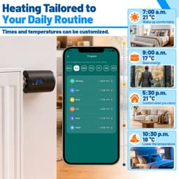 Slimme Thermostaatkraan voor Radiator – WiFi, App en 6 Modi – Zwart – 1 stuk — thumbnail 5