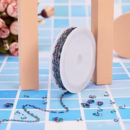 5 meter roestvrijstalen gevlochten ketting in regenboogkleur, ideaal voor het maken van armbanden en kettingen met duurzame en stijlvolle uitstraling — thumbnail 5