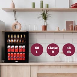 Drank Koelkast - Minibar Koeler - Dranken Koelen - Glazen Deur - 60 Liter - Zwart — thumbnail 4