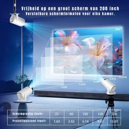 AHD® Draagbare beamer - Beamer - Projector - Mini Beamer - Wit - 11cm x 11cm x 17cm — thumbnail 4