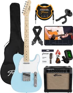 Finesse Elektrische Gitaar met Versterker - met Videocursus - TE Gitaar - Volwassenen - Kind - Blauw — thumbnail 1