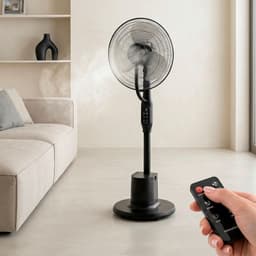 Ventilator met Vernevelaar - Verkoeler Luchtkoeler - Kamertemperatuur Verlagen - 3 standen en Modi - 90 W - Zwart — thumbnail 4