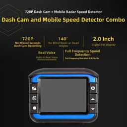 Dashcam 2-in-1 met snelheidswaarschuwing, elektronische voertuigdetector voor veilig rijden, compact, 16 x 11 x 8 cm, zwart — thumbnail 2