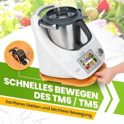 Schuifplank Keukenmachine - Glijplank Onderlegger - Keukenwerk Vergemakkelijken - Met Wielen - 35 x 30 cm - Bamboe — thumbnail 2