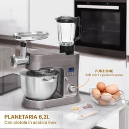 Keukenmachine - Mixer Kom - Bakken en Koken - 12 snelheden - 62 Liter - Grijs — thumbnail 2