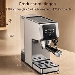 Espressomachine - Koffiemachine voor thuis -20 Bar - Koffiemachine met Stoompijpje, Kopjeswarmhoudplaat & RVS Behuizing - Voor Thuis Gebruik — thumbnail 2