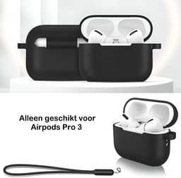 Studio Air® Airpods Hoesje Pro 3 Siliconen Case - Zwart - Soepel Airpod Hoesje voor Airpods Pro 3 (model 2025) — thumbnail 3
