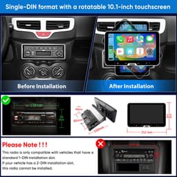 HexinexMarket Quad-Core 1DIN Autoradio Geschikt voor VW AUDI BMW BENZ Peugeot FIAT DUCATO enz - Draadloos CarPlay, Android Auto, GPS Navi, 360° rotatie, multimediaspeler, 4GB+64GB — thumbnail 5