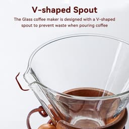 Dailygoods- Koffiezetapparaat 800 ml - Dubbel Filter - Glazen Koffie Karaf - V-vormige Tuit - Hittebestendige Houten Hoes - Nauwkeurige Schaalverdeling - Koffiekan — thumbnail 3