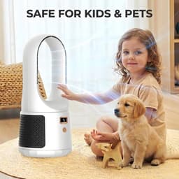 Bladloze bureauventilator 2026 - 6 standen touchbediening - Stil & veilig voor kinderen/dieren - USB - Eenvoudig te reinigen - Kantoor, slaapkamer — thumbnail 3
