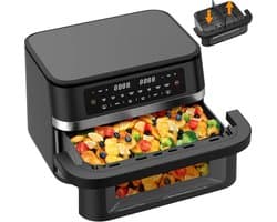 Heteluchtfriteuse Dubbel - Airfryer Duo - Flexibel Koken - Twee Zones - 11 Liter - Zwart