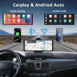 NordHaus 4K Dashcam met 26 cm IPS Touchscreen - Draadloze Apple CarPlay & Android Auto - Dual Camera Voor en Achter - GPS - Wifi - Complete Set - Zwart — thumbnail 4