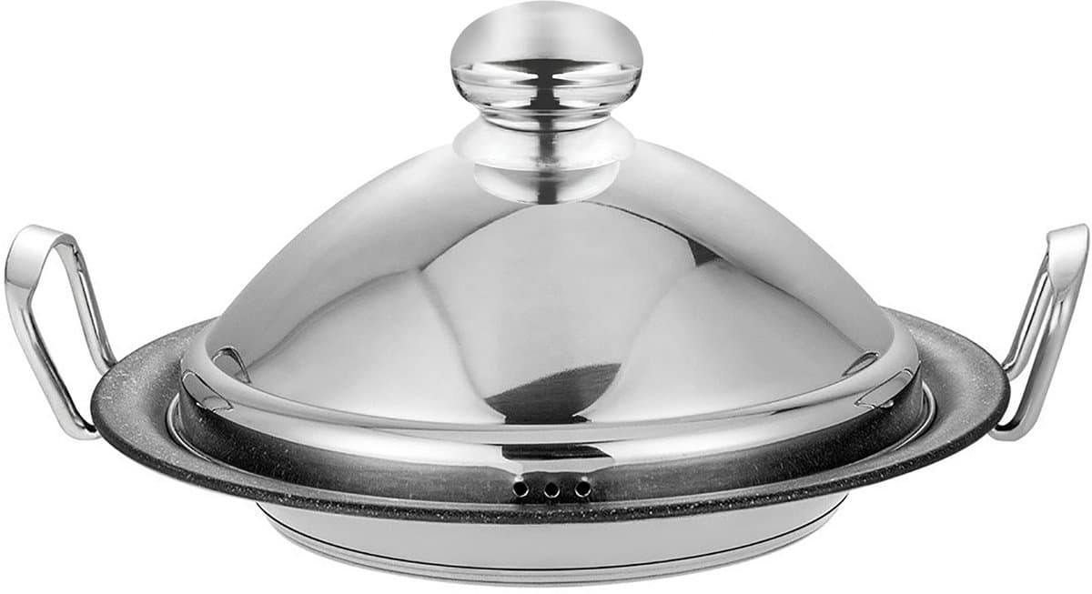 Signature Home, Tajinepan van Roestvrij Staal 26cm met Koepelvormig Stoomdeksel, Zilver — afbeelding 1