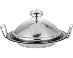 Signature Home, Tajinepan van Roestvrij Staal 26cm met Koepelvormig Stoomdeksel, Zilver