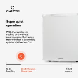Klarstein Minibar minikoelkast voor op de kamer, minikoelkast voor drankjes, snacks en cosmetica, kleine , kleine en stille koelkast, verstelbare planken, kleine Skincar koelkast 5-22°C, 38L - 26 dB - voor Kantoor - Compact Vrijstaand — thumbnail 3