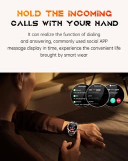 Knobbout Smartwatch 1.46" Scherm (3,7 cm) met Krachtige Zaklamp & UV Licht – 3ATM Waterdicht | Bluetooth Bellen | 515mAh Lange Batterij | Sport & Gezondheid Tracker | Full Metal Design - Zilver — thumbnail 5