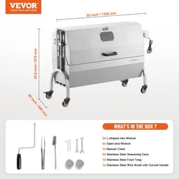 Seth Select Houtskool Spit Grill, Rotisseriegrill, Draaispit barbecue, Roterende grill, Elektrische motor, 46 inch, Zwart — thumbnail 3