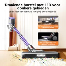 Authmic Steelstofzuiger Draadloos - 35.000Pa Zuigkracht - 6-in-1 Multifunctioneel Ontwerp - 6*2200mAh - 50 Min - GreenEye Technologie - Wandbeugel - Geschikt voor Huisdierharen, Tapijt en Harde Vloeren - Paars — thumbnail 2
