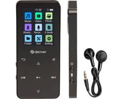 Denver MP3/MP4 Speler - Bluetooth - Shuffle/Repeat - Uitbreidbaar tot 128GB - Incl. oordopjes - Dictafoon - MP1830B - Zwart