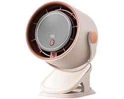 3-in-1 Ventilator – Desktopventilator – Verstelbare tafelventilator met clip – Stille werking – 360° draaibaar – Oplaadbaar – 100 snelheidsstanden – Dubbele voeding (Type-C / Batterij) – Ideaal voor thuis, kantoor, studeerkamer en keuken – Beige