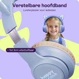 HappyCase Kinder Koptelefoon met Kattenoortjes - veilige volumebregrenzer - Bluetooth Koptelefoon Voor Kinderen - Ledverlichting - Over-Ear Hoofdtelefoon - Geluiddempend - Paars — thumbnail 4