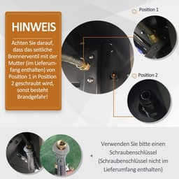 Gasgrill met 3 Branders en 1 Zijbrander, 110x50x100 cm, Stalen BBQ Wagen met Thermometer en Opbergruimte, Zwart — thumbnail 3
