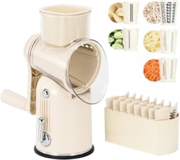 Kaasrasp handslinger met 5 messen, roterende trommelrasp en groentesnijder voor smoothies, gemakkelijk schoon te maken — thumbnail 1