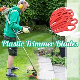 Sander Shop 100 stuks kunststof grastrimmermessen, draadloze strimmer-messen 83 mm grasmaaier snijbladen tuinmaaier vervangende messen voor Terratek Einhell grasstrimmer-rood — thumbnail 2