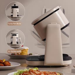 Luchtfriteuse Grillpan - Airfryer Koekenpan - Gezinsmaaltijden Bereiden - 360 Graden Flip - 4L Mand - Wit — thumbnail 4