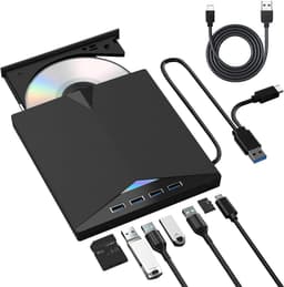 Externe Blu-ray speler - Optisch station - Films kijken - 7-in-1 functionaliteit - Slank en draagbaar - Zwart — thumbnail 1