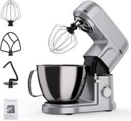 Keukenmachine - Mixer - Bakken en Koken - 10 Snelheden - 5 Liter - Zilver — thumbnail 1